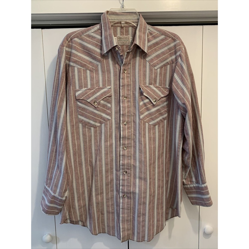 VTG H Bar C Ranchwear Mens Cowboy/Western Shirt Long Tail MADE IN USA 16x33‎